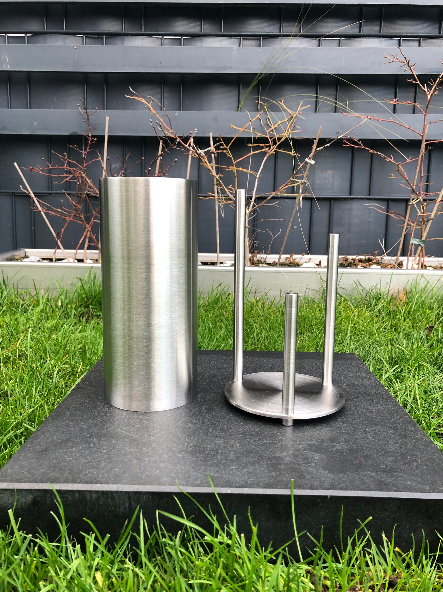 Edelstahlvase Grabvase modern