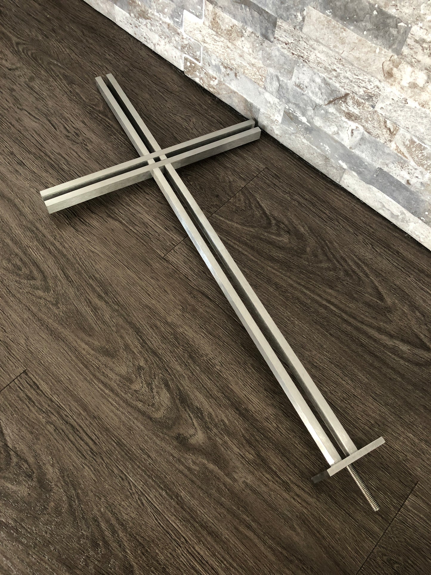 Grabkreuz Doppelstabkreuz Urnenkreuz GK DS Edelstahl Kreuzornament NEU