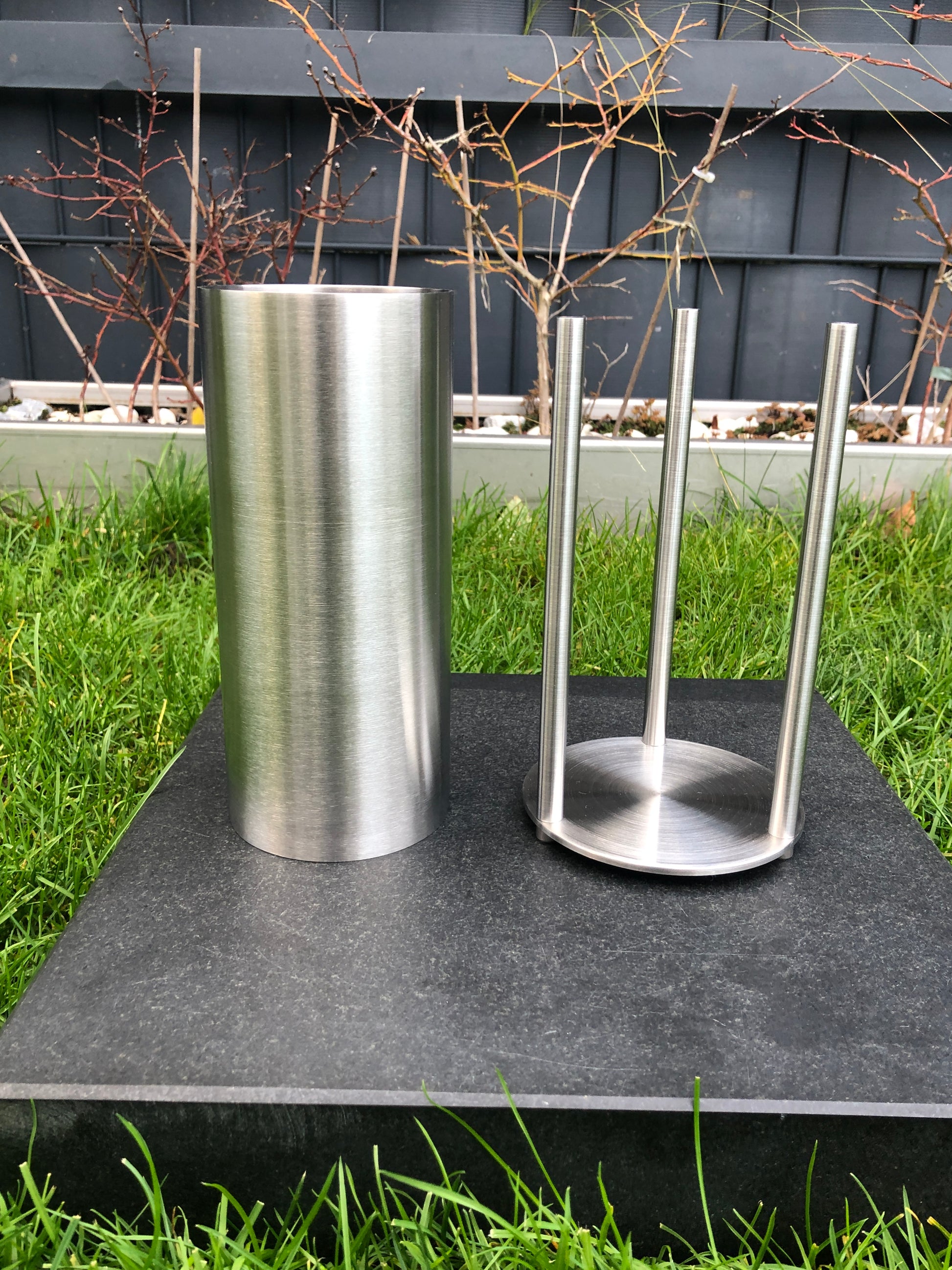 Edelstahlvase Grabvase modern
