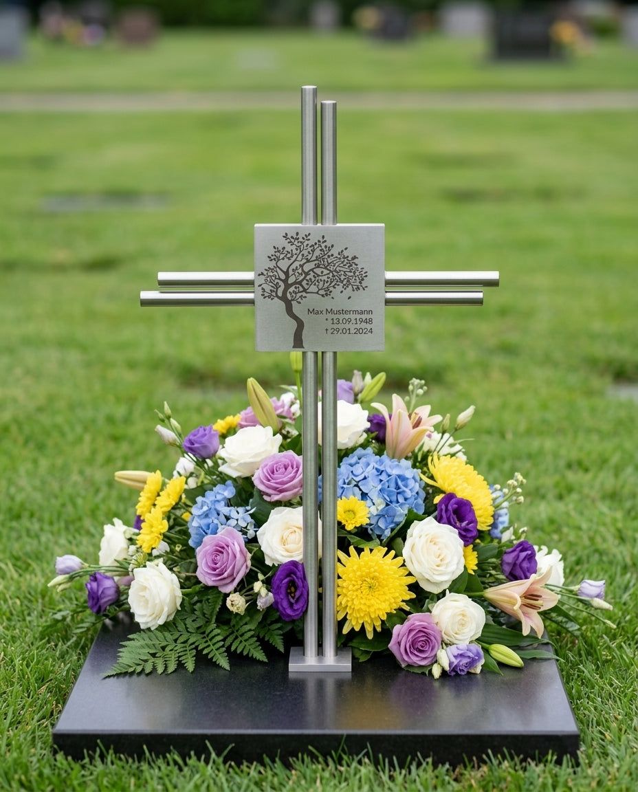 Grabkreuz GK88DS – Motivschild Nahaufnahme
