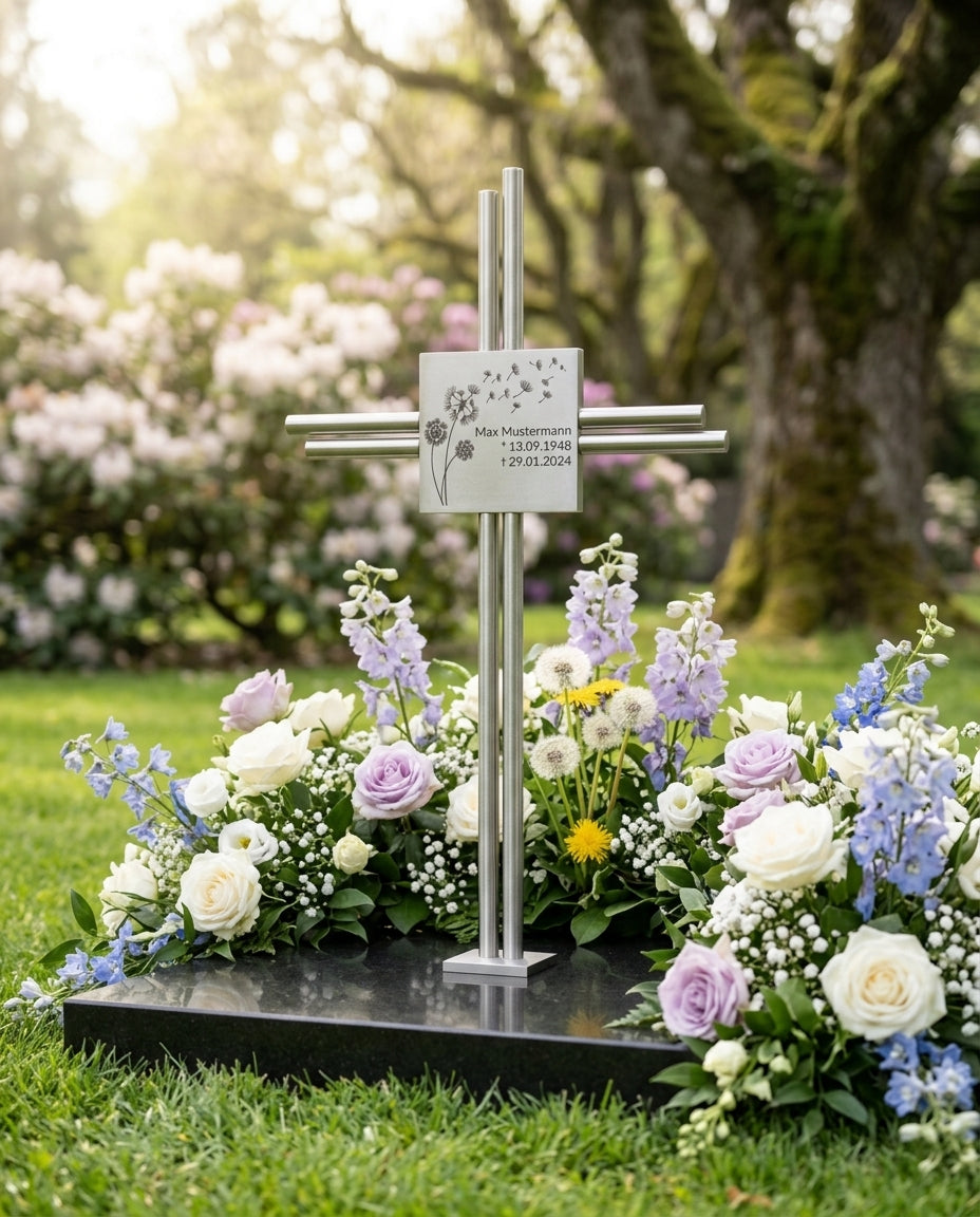Grabkreuz GK88DS – Lasergravur Schriftzug

