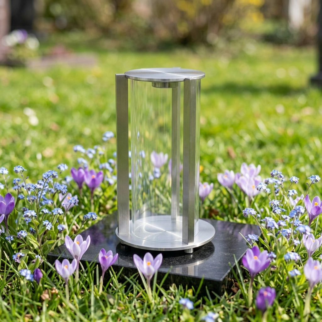 Grablaterne RE8M – Frontansicht mit Glaszylinder

