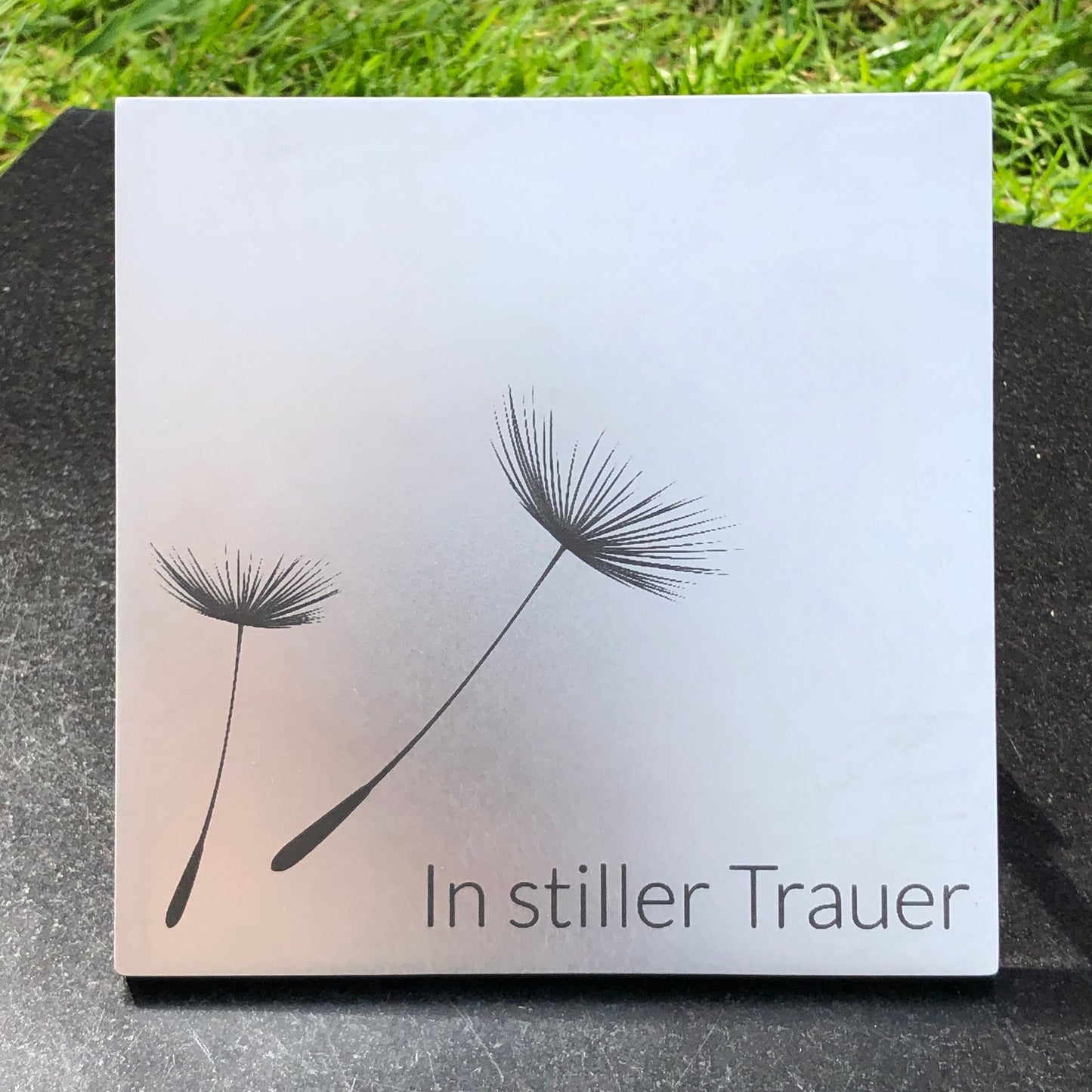 Grabstein-Motivtafel Pusteblume mit Spruch