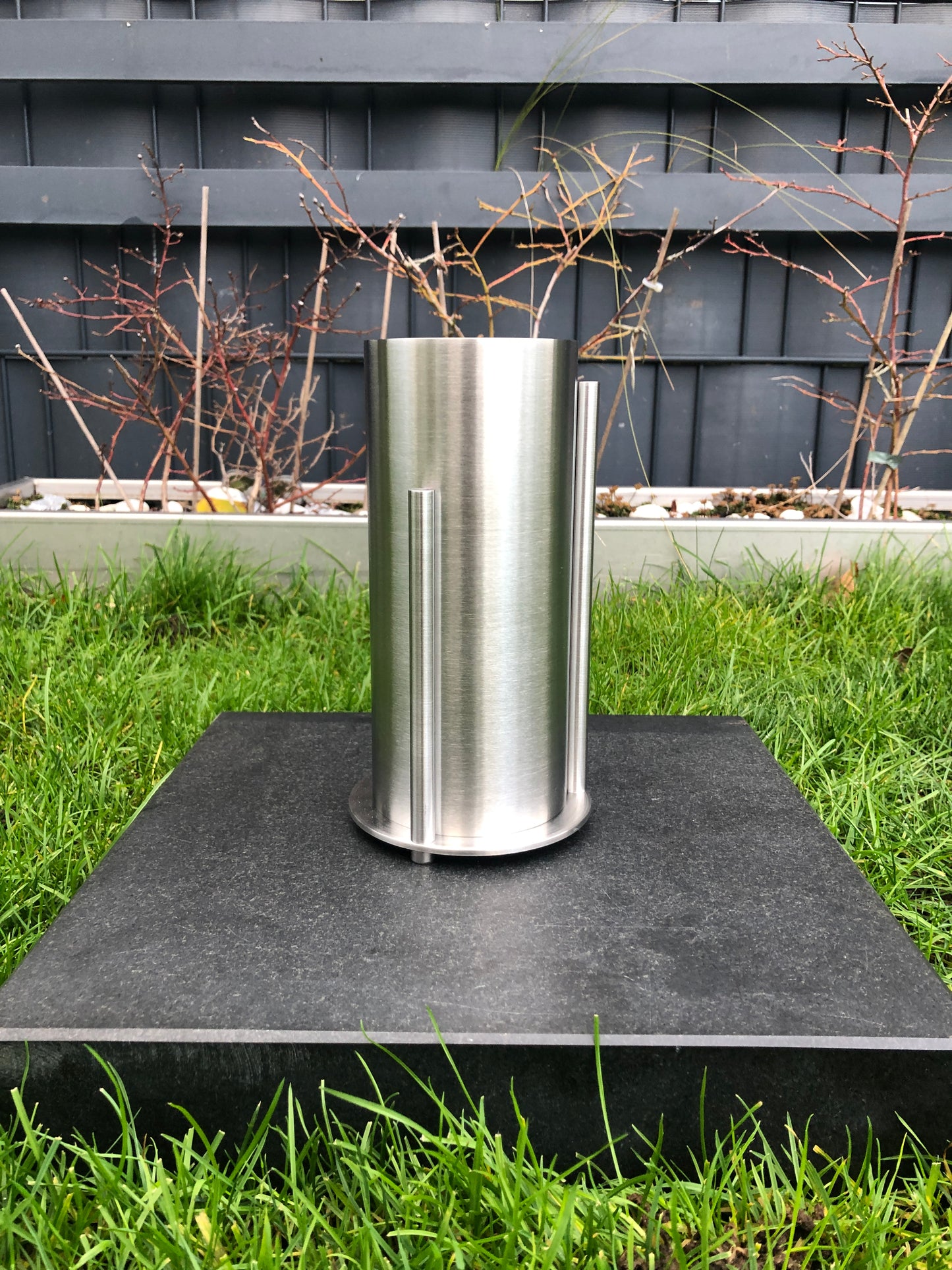 Edelstahlvase Grabvase modern