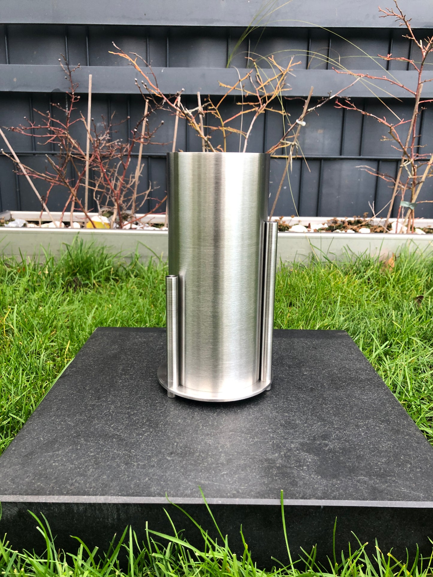 Edelstahlvase Grabvase modern