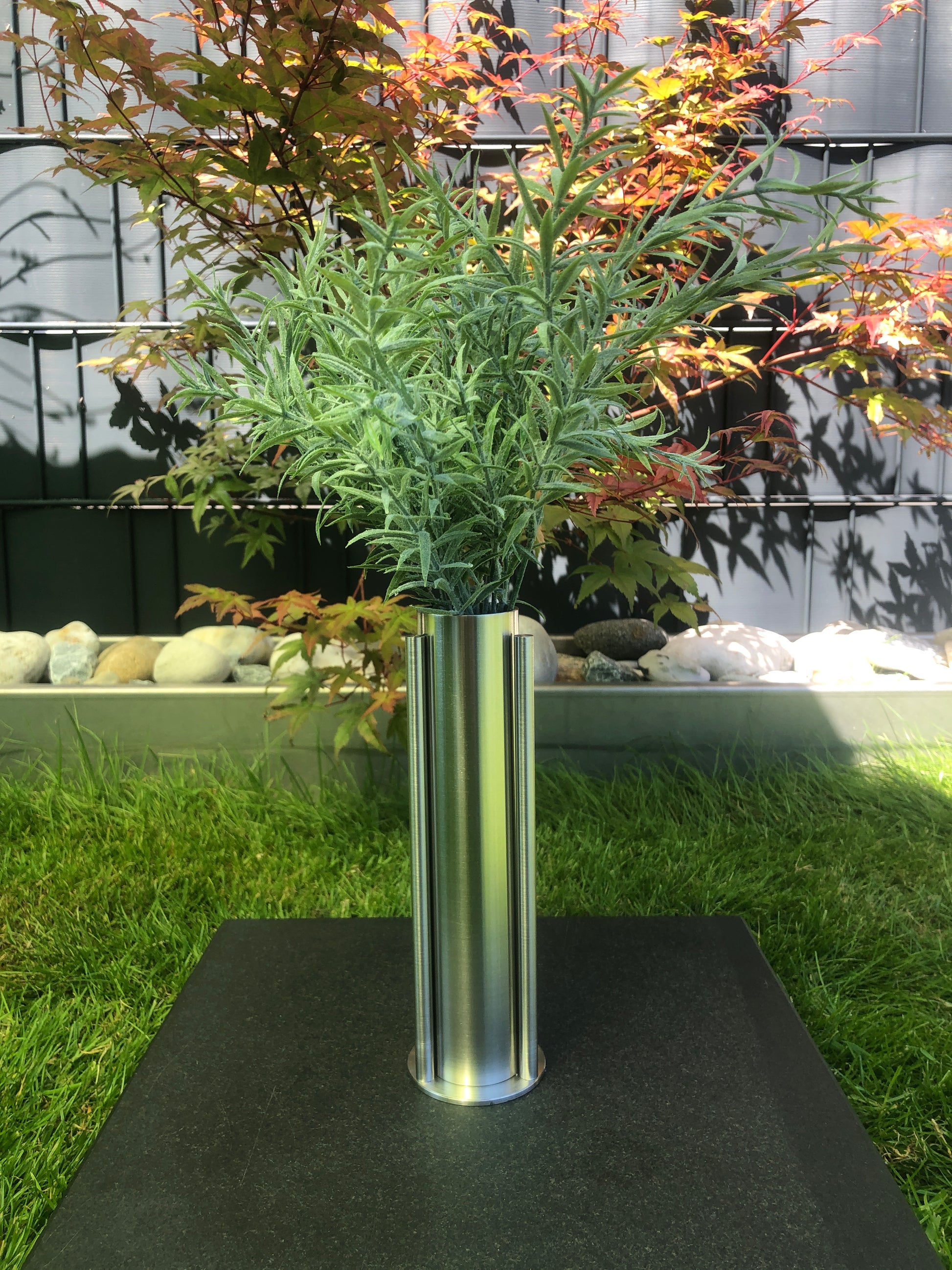 Edelstahlvase Grabvase modern