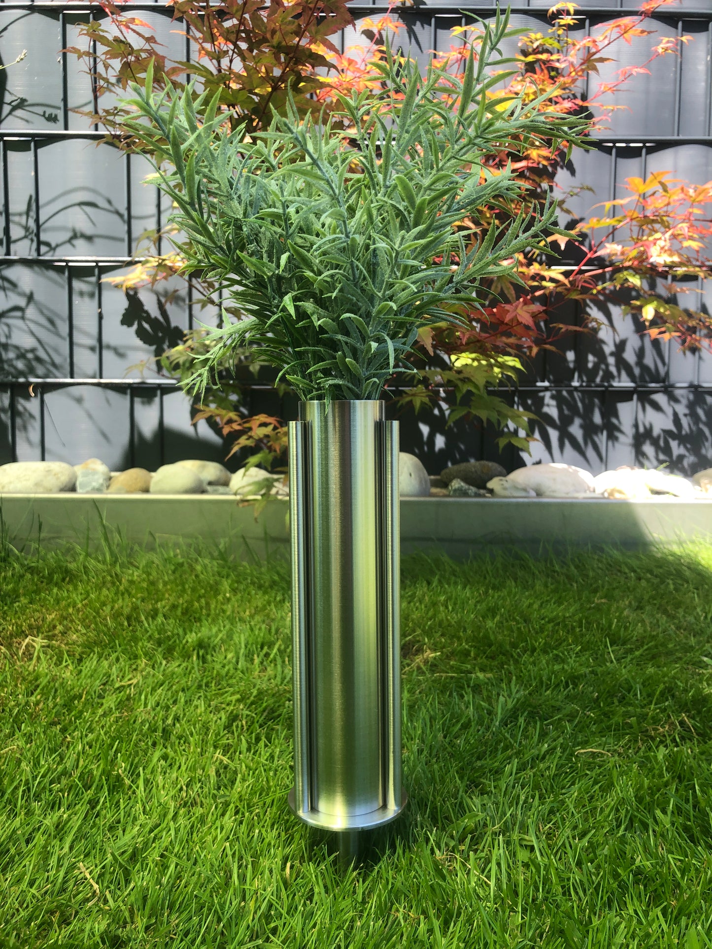 Vase Grabvase Edelstahl V2A Mit Erdspieß Hochwertig Grabschmuck Friedhofsvase R4GS