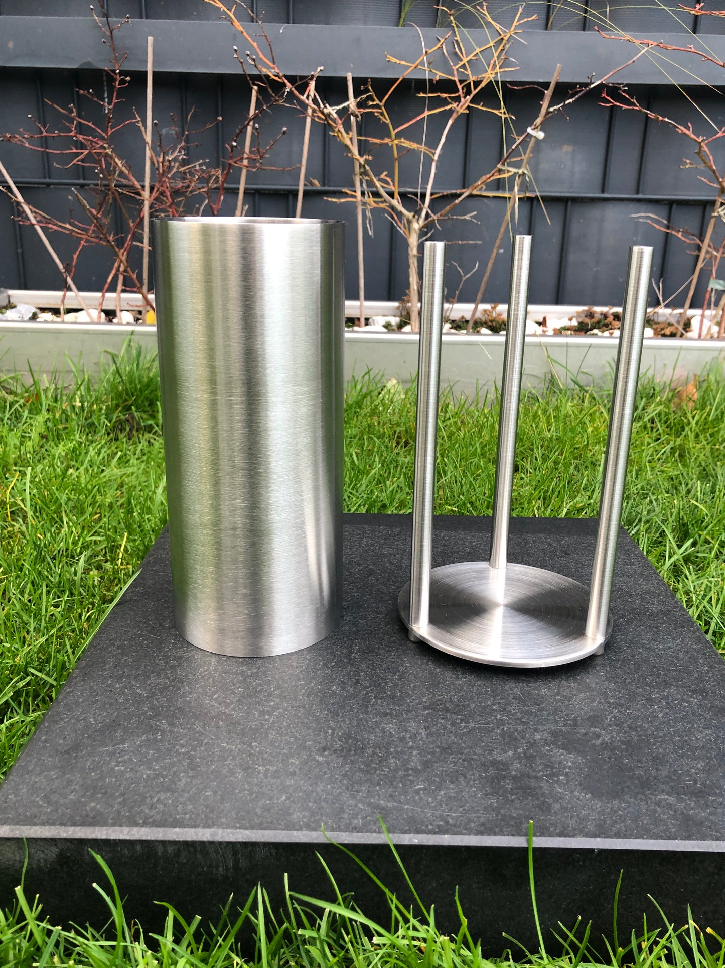 Edelstahlvase Grabvase modern